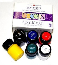 Набор акрил. красок   6 цв 20мл "Decola" матовые, стекл. банка