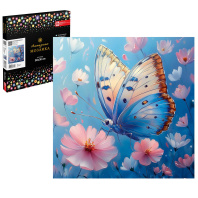 Мозаика алмазная по номерам на холсте 30*30см "Пастельная бабочка" с подрамником (частичн.выкл.)