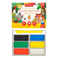 Пластилин  6цв  90гр. Детский мягкий  к/к, стек
