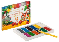 Пластилин 12цв 180гр. Детский мягкий  к/к, стек