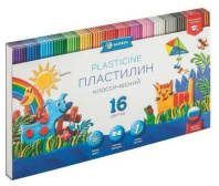 Пластилин 16цв 320гр. КЛАССИЧЕСКИЙ к/к, стек