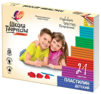 Пластилин 21цв 420гр. Школа творчества, со стеком, матовый эффект