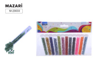 Бисер для декорат.работ, в пласт.тубах, ассорти 12 цветов, 3мм*7гр.