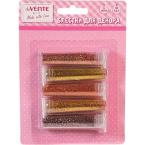 Блёстки декоративные в тубах 5цв*4,5г, ОТТЕНКИ ЗОЛОТОГО, набор