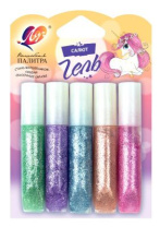 Гель цветной с блестками 5цв*5мл., Салют Гель цветной с блестками 5цв*5мл., Салют