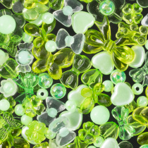Бусины пласт. "Hobbius" "Ассорти" 50гр 06 зеленые/прозрачные