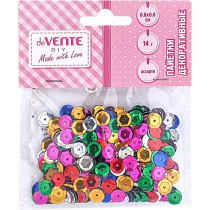 Пайетки  декоративные "Metallic".14 г, размер 8x8 мм, ассорти