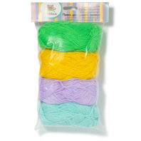 Пряжа акрил 100% Simple 4цв*25гр 66м зеленый-желтый-сиреневый-бирюзовый
