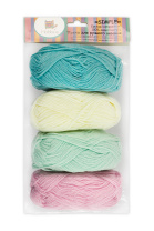 Пряжа акрил 100% Simple 4цв*25гр 66м св.розовый-бл.желтый-св.мятный-т.бирюзовый