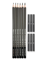 Набор карандашей ч/гр 6шт и графитовых палочек 6шт ACMELIAE, метал.футляр
