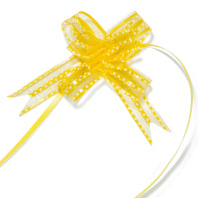 Бант подарочный затягивающийся 7см*18мм, с органзой, горошек ЖЁЛТЫЙ, 10 шт/уп Бант подарочный затягивающийся 7см*18мм, с органзой, горошек ЖЁЛТЫЙ, 10 шт/уп