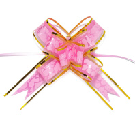 Бант подарочный затягивающийся 10см*30мм, 46см с органзой и рисунком РОЗОВЫЙ 10шт/уп Бант подарочный затягивающийся 10см*30мм, 46см с органзой и рисунком РОЗОВЫЙ 10шт/уп