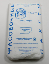 Пакет фасовочный в пластах 1000шт, ПНД 16см/6см/26см/8мк Пакет фасовочный в пластах 1000шт, ПНД 16см/6см/26см/8мк