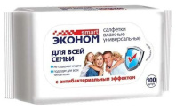 Салфетки влажные "Эконом Smart" антибактериальные 100шт