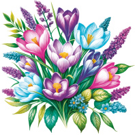 Салфетки бумажные 50л. 24*24см  Крокусы, 1слой