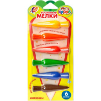 Мелки восковые ЛУЧ Кроха  6цв, фигурные "Морковки"
