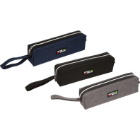 Пенал-косметичка (210*60*40) молния, ткань "May Be YES", с аппликацией из к/з, на 30пр.