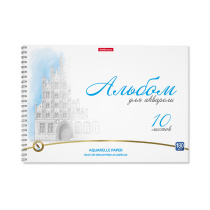 Альбом для рисования с бумагой для акварели на спирали ErichKrause Towers, А4, 10 листов
