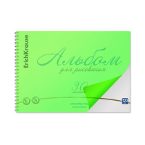 Альбом для рисования с пластиковой обложкой на спирали ErichKrause Neon зеленый, А4, 30 листов