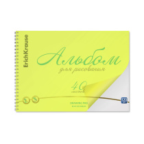 Альбом для рисования с пластиковой обложкой на спирали ErichKrause Neon желтый, А4, 40 листов