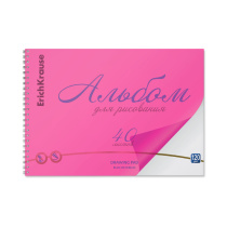 Альбом для рисования с пластиковой обложкой на спирали ErichKrause Neon розовый, А4, 40 листов