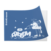 Альбом для рисования на скобе c пластиковой обложкой ErichKrause Cloudy Art, Ice Metallic синий, А4, 32 листа