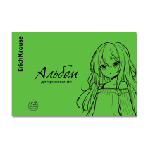 Альбом для рисования на скобе c пластиковой обложкой ErichKrause Anime, Neon зеленый, А4, 32 листа