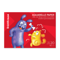 Альбом для рисования с бумагой для акварели на клею ErichKrause Jolly Friends, А4, 20 листов