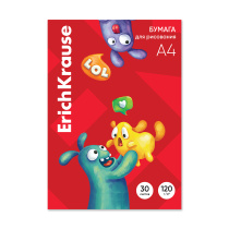 Бумага для рисования в картонной папке ErichKrause Jolly Friends, А4, 30 листов