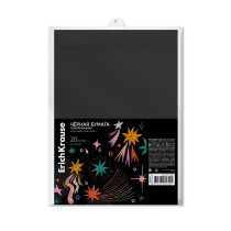 Бумага черная тонированная для рисования в пластиковой папке ErichKrause, А4, 20 листов