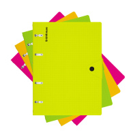 Тетрадь общая с пластиковой обложкой на кольцах ErichKrause Neon, ассорти, А5, 80 листов, клетка, на кнопке