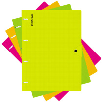 Тетрадь общая с пластиковой обложкой на кольцах ErichKrause Neon, ассорти, А4, 80 листов, клетка, на кнопке