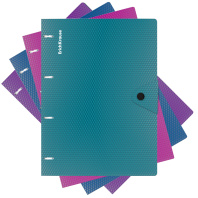 Тетрадь общая с пластиковой обложкой на кольцах ErichKrause Vivid, ассорти, А4, 80 листов, клетка, на кнопке