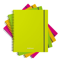 Тетрадь общая с пластиковой обложкой на спирали ErichKrause Neon, ассорти, А5+, 80 листов, клетка, на резинке Тетрадь общая с пластиковой обложкой на спирали ErichKrause Neon, ассорти, А5+, 80 листов, клетка, на резинке