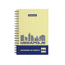 Тетрадь общая на спирали ErichKrause MEGAPOLIS® Yellow Concept, А6, 80 листов, клетка, желтый внутренний блок