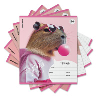 Тетрадь школьная ученическая ErichKrause CapyBarbara, 24 листа, клетка, выборочный УФ-лак (в плёнке по 10 шт.)_MIX-PACK