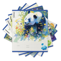 Тетрадь школьная ученическая ErichKrause Flower Panda, 24 листа, линейка (в плёнке по 10 шт.)_MIX-PACK
