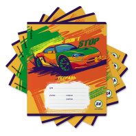 Тетрадь школьная ученическая ErichKrause Graphic Car, 24 листа, линейка (в плёнке по 10 шт.)_MIX-PACK
