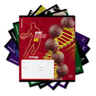 Тетрадь школьная ученическая ErichKrause Sport DNA, 24 листа, линейка, выборочный УФ-лак+конгрев (в плёнке по 10 шт.)_MIX-PACK