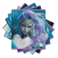 Тетрадь школьная ученическая ErichKrause Aquamarine, 24 листа, линейка, выборочный УФ-лак с глиттером (в плёнке по 10 шт.)_MIX-PACK