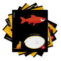 Тетрадь школьная ученическая ErichKrause Fish and Cat, 24 листа, клетка (в плёнке по 10 шт.)_MIX-PACK