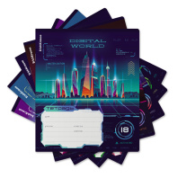 Тетрадь школьная ученическая ErichKrause Digital World, 18 листов, клетка (в плёнке по 10 шт.)_MIX-PACK