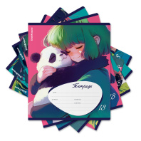 Тетрадь школьная ученическая ErichKrause Panda Hugs, 18 листов, линейка (в плёнке по 10 шт.)_MIX-PACK