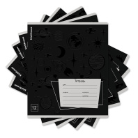 Тетрадь школьная ученическая ErichKrause Black Pattern, 12 листов, линейка, выборочный УФ-лак (в плёнке по 10 шт.)_MIX-PACK Тетрадь школьная ученическая ErichKrause Black Pattern, 12 листов, линейка, выборочный УФ-лак (в плёнке по 10 шт.)_MIX-PACK