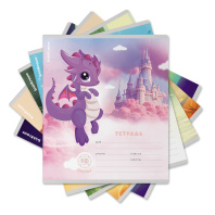 Тетрадь школьная ученическая ErichKrause Дракончики, 12 листов, клетка, выборочный УФ-лак с глиттером (в плёнке по 10 шт.)_MIX-PACK Тетрадь школьная ученическая ErichKrause Дракончики, 12 листов, клетка, выборочный УФ-лак с глиттером (в плёнке по 10 шт.)_MIX-PACK