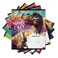 Тетрадь школьная ученическая ErichKrause Dino Art, 12 листов, линейка (в плёнке по 10 шт.)_MIX-PACK Тетрадь школьная ученическая ErichKrause Dino Art, 12 листов, линейка (в плёнке по 10 шт.)_MIX-PACK