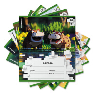 Тетрадь школьная ученическая ErichKrause Pixel Animals, 12 листов, клетка (в плёнке по 10 шт.)_MIX-PACK