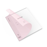 Тетрадь школьная ученическая с пластиковой обложкой на скобе ErichKrause Классика CoverPrо Pastel fizzy, розовый, А5+, 12 листов, клетка