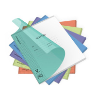 Тетрадь школьная ученическая с пластиковой обложкой на скобе ErichKrause Классика CoverPro matt, Pulse, А5+, 12 листов, клетка_MIX-PACK