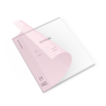 Тетрадь школьная ученическая с пластиковой обложкой на скобе ErichKrause Классика CoverPrо Pastel fizzy, розовый, А5+, 24 листа, клетка